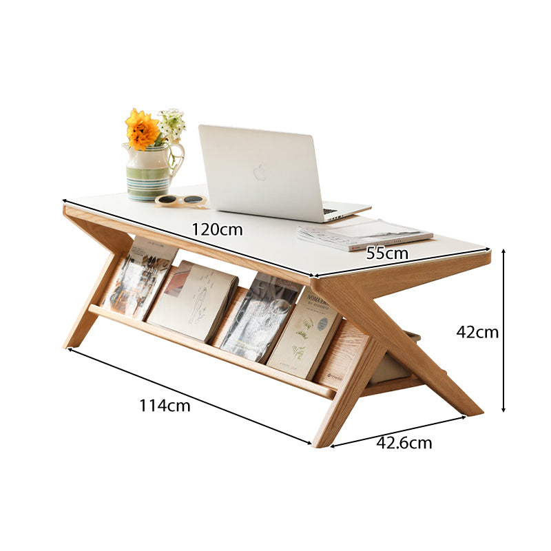 Jean Rectangular Solid American Oak Coffee Table with Stone Slab 120cm – view 6
