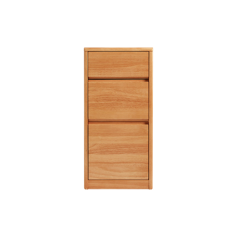 Jerry rubberwood three-drawer bedside table in natural finish – view 4