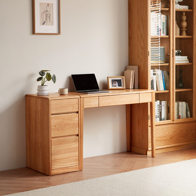 Jerry Wooden Desk in Rubberwood with Cabinet & Chair Options 80cm / 100cm – Desk+Cabinet 0.8m, Desk+Cabinet 1.0m