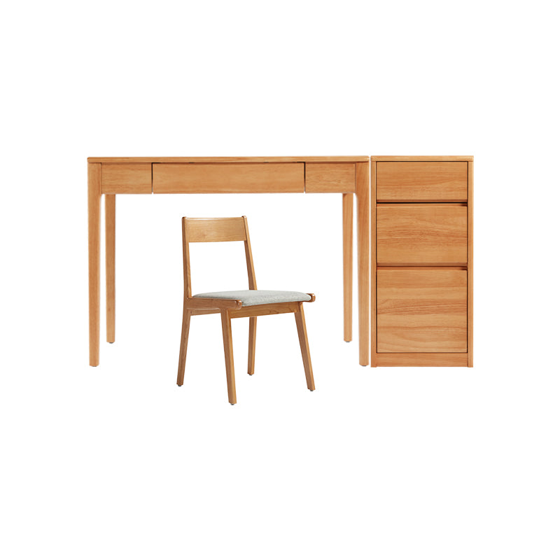 Jerry Wooden Desk in Rubberwood with Cabinet & Chair Options 80cm / 100cm – Desk+Cabinet+Chair 0.8m, Desk+Cabinet+Chair 1.0m,