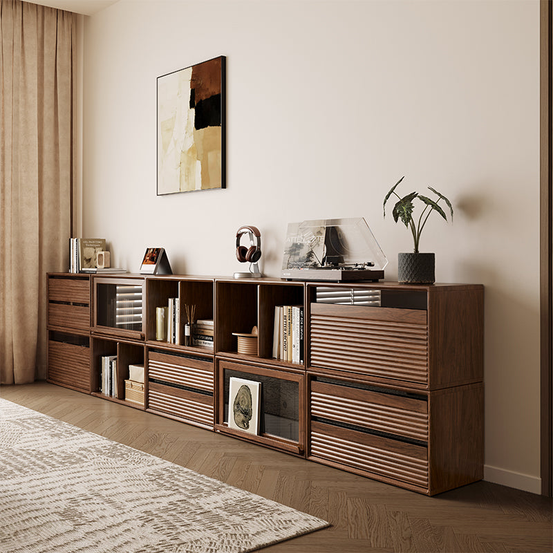 Julius solid black walnut stackable storage cabinet modules – view 5