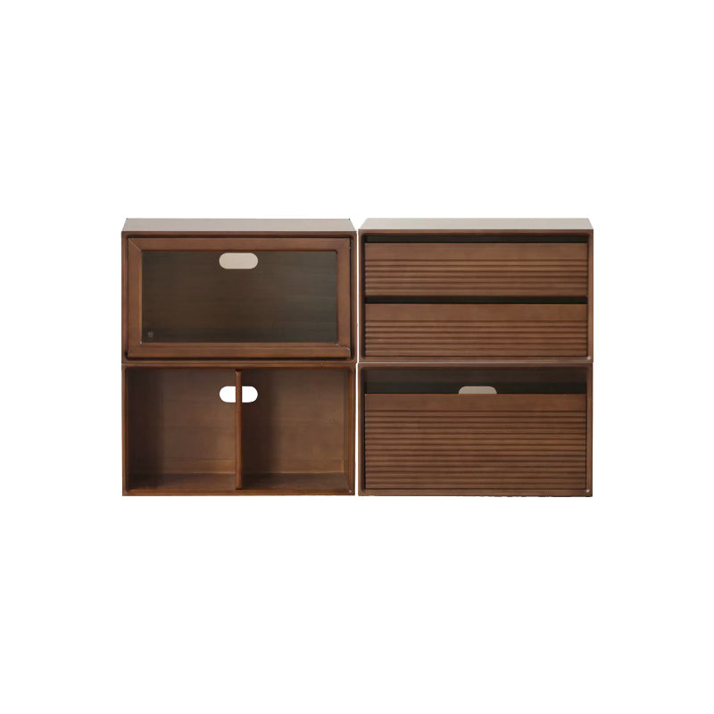 Julius solid black walnut stackable storage cabinet modules – SET 2, view 3
