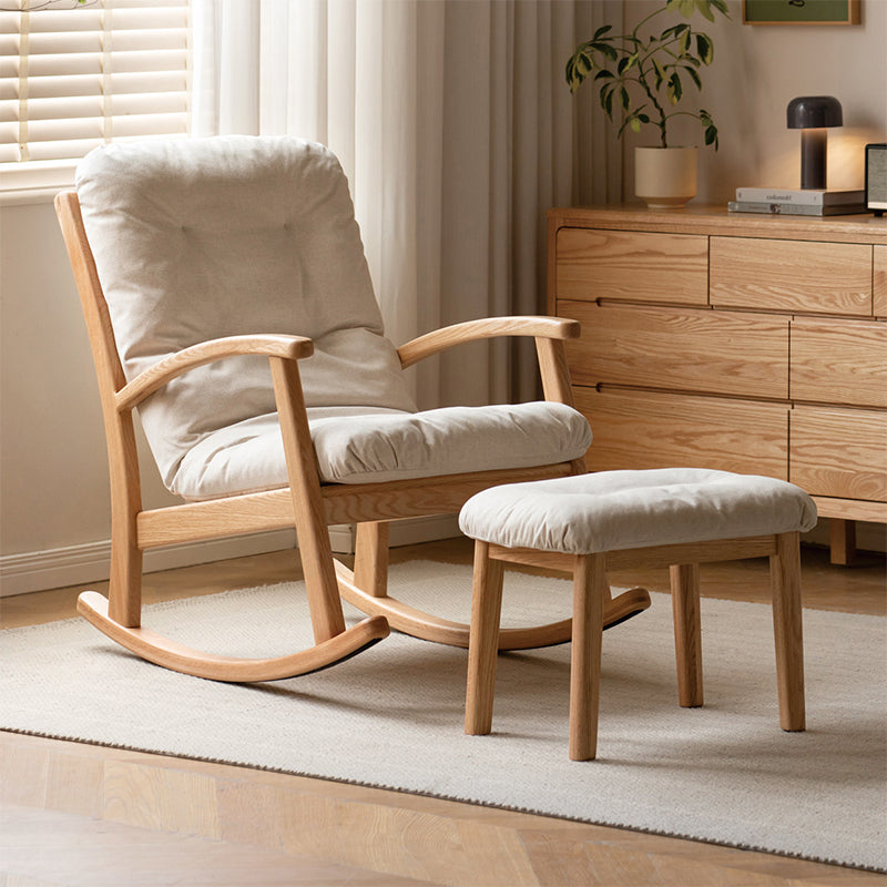 Kathryn Wooden Rocking Chair with Optional Stool – White Set