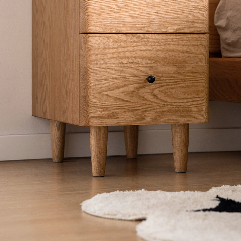 Kenneth Solid American Oak Bedside Table with Drawer, Two Widths – view 9