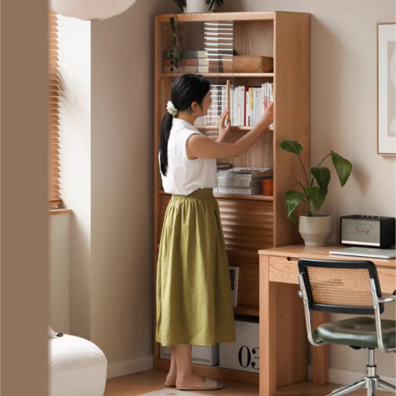 Kyson solid American oak tall bookshelf – view 5