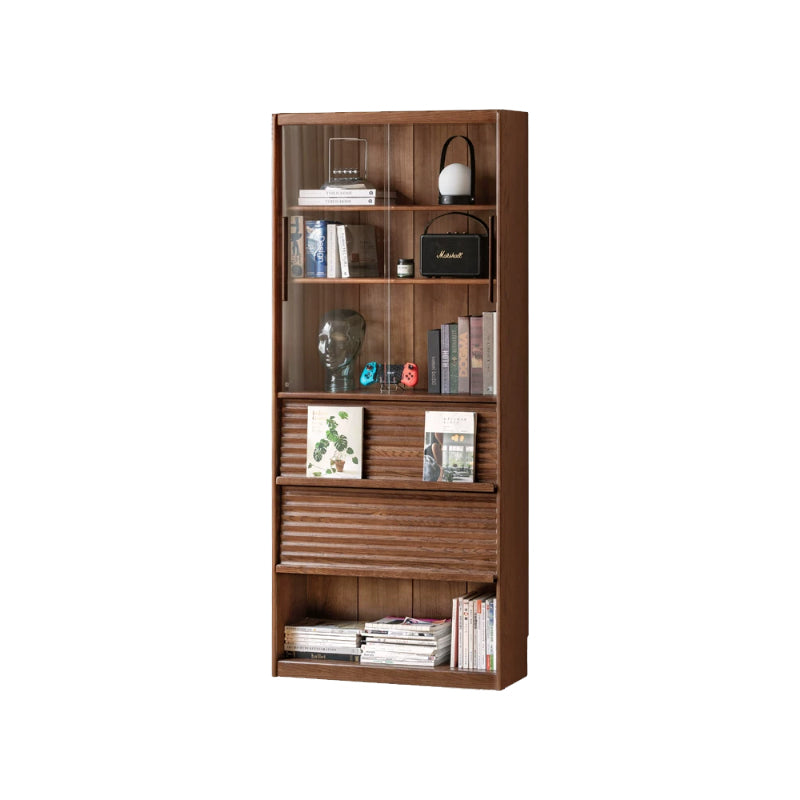 Kyson solid American oak tall bookshelf – Walnut, view 9
