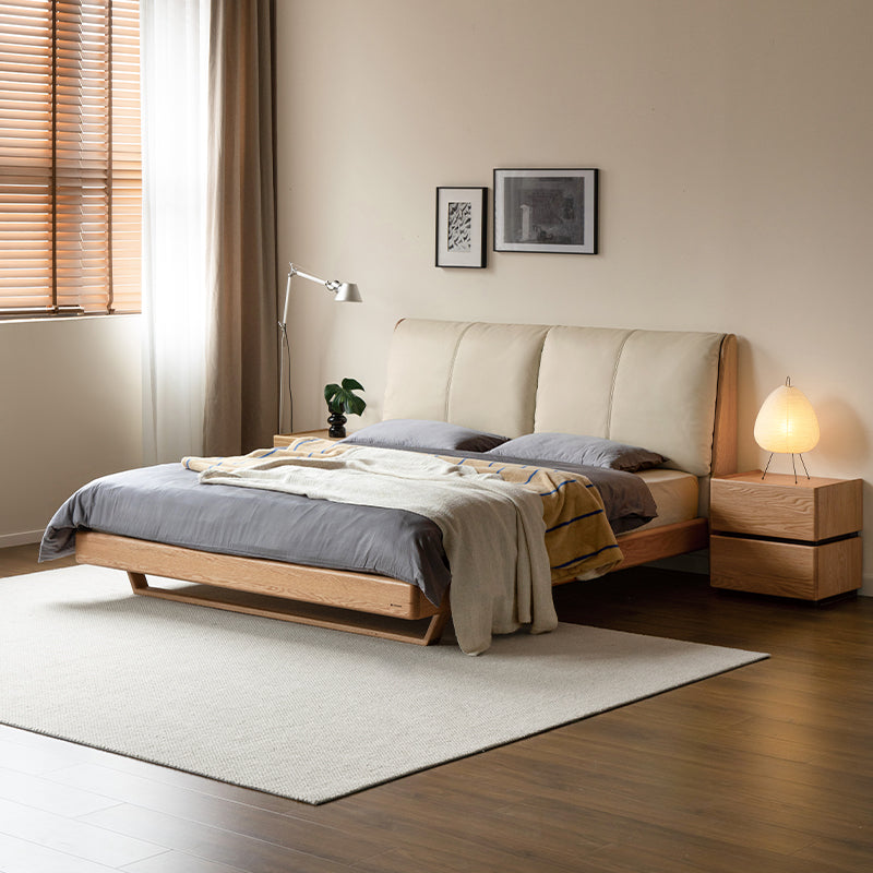 Aurelia Genuine Leather and Ash Wood Queen King Bed Frame – view 2