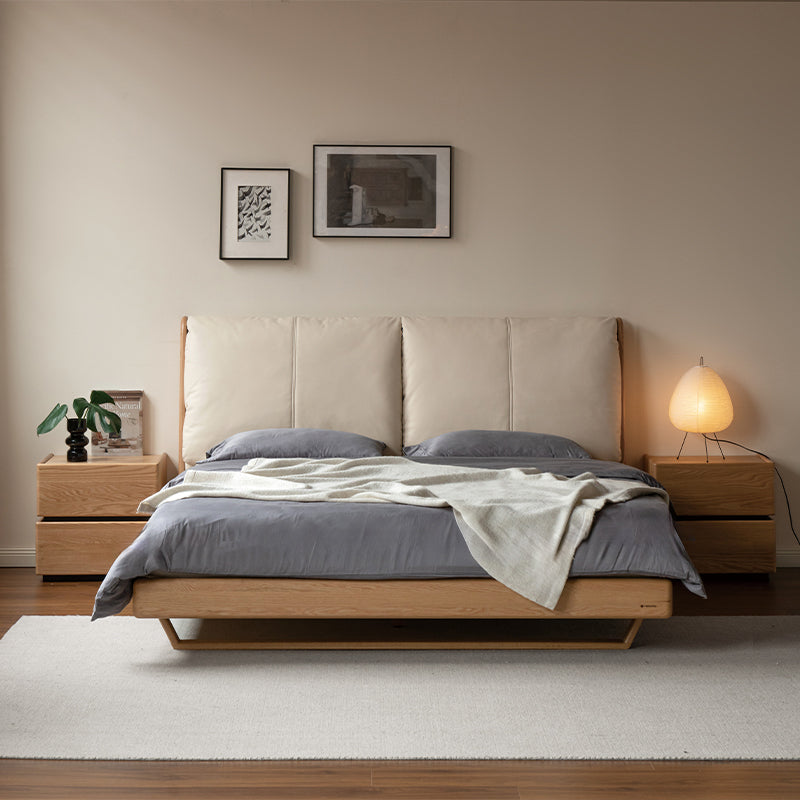 Aurelia Genuine Leather and Ash Wood Queen King Bed Frame – view 3