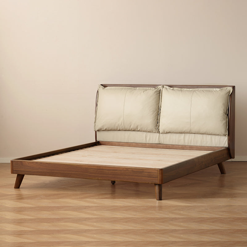 Lennox solid black walnut bed frame with leather headboard – view 11