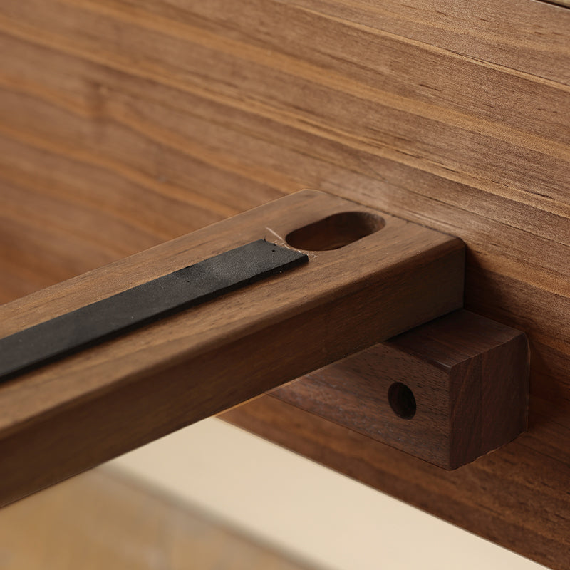 Lennox solid black walnut bed frame with leather headboard – view 13