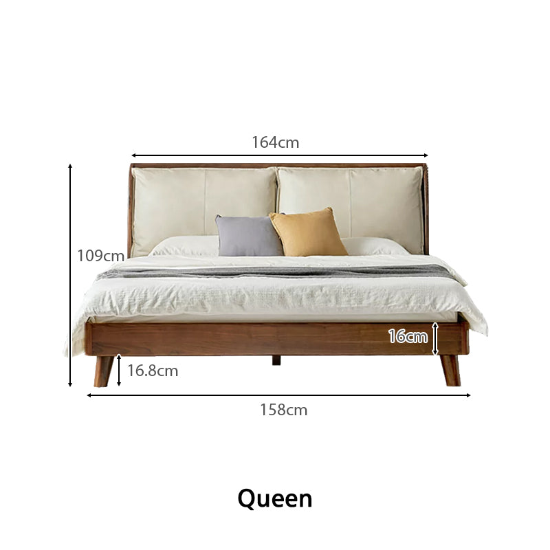 Lennox solid black walnut bed frame with leather headboard – view 16
