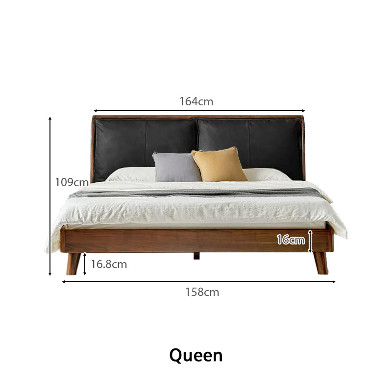 Lennox solid black walnut bed frame with leather headboard – view 19