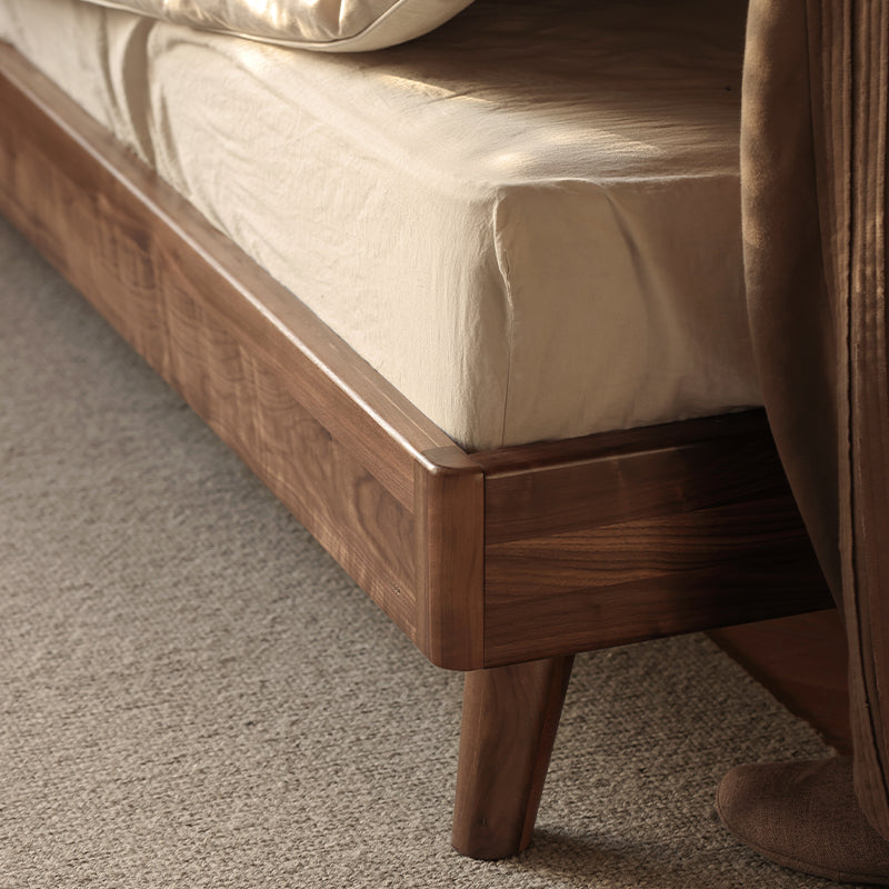 Lennox solid black walnut bed frame with leather headboard – view 9