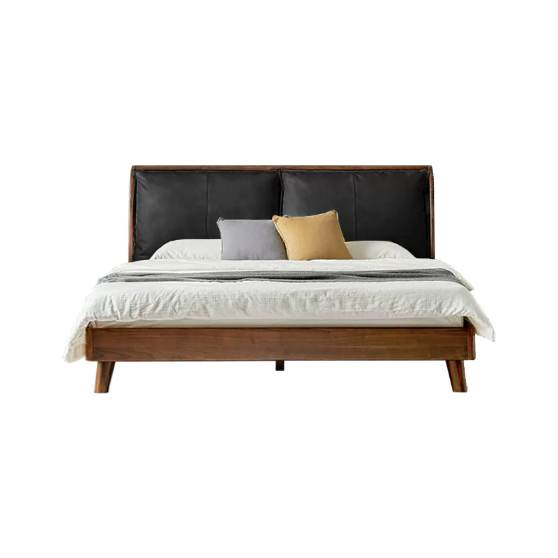 Lennox solid black walnut bed frame with leather headboard – Black & Walnut Queen, Black & Walnut King, view 18