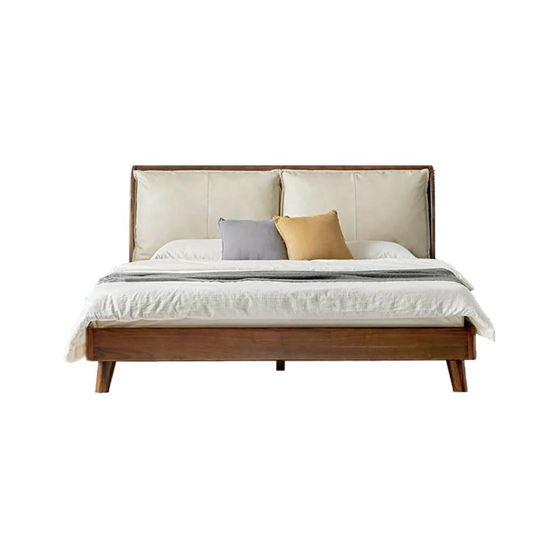 Lennox solid black walnut bed frame with leather headboard – Grey & Walnut Queen, Grey & Walnut King, view 15