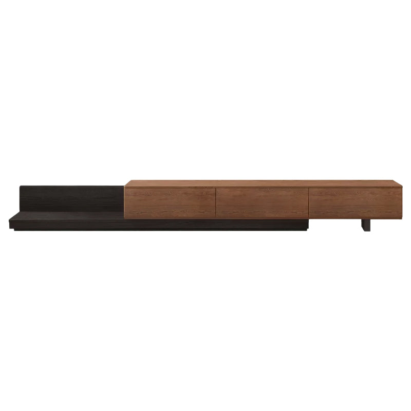 Lenore extendable timber entertainment unit in walnut and black – view 10