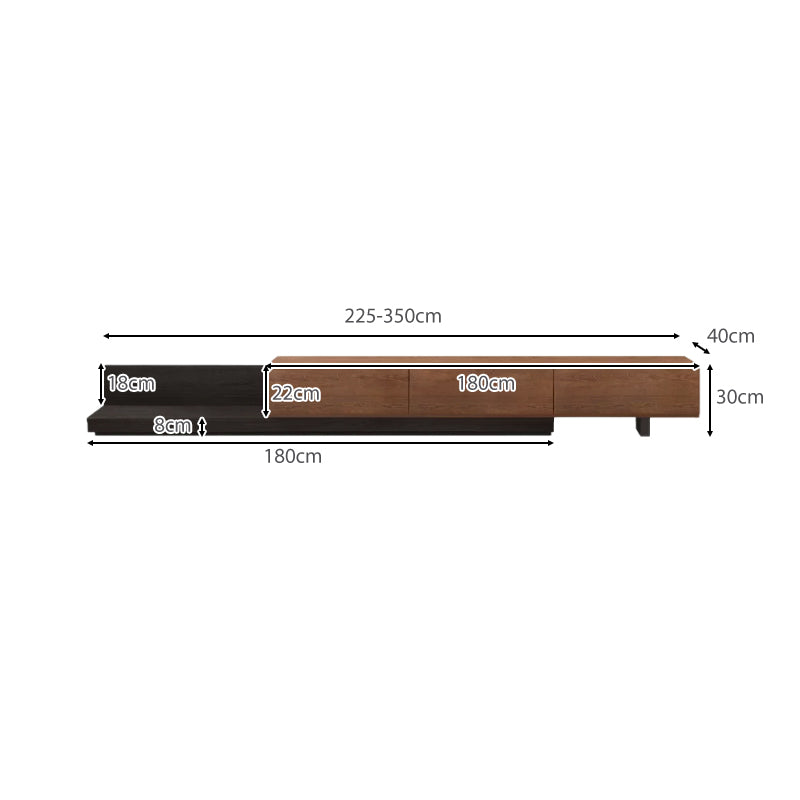 Lenore extendable timber entertainment unit in walnut and black – view 11