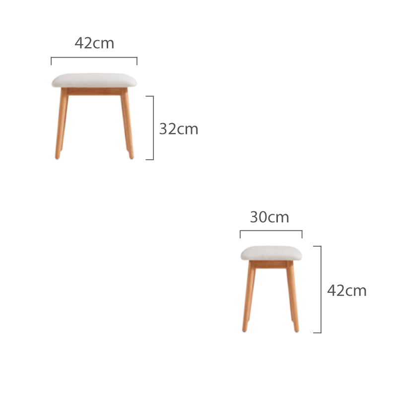 Lori white tech fabric makeup stool with rubberwood – view 5