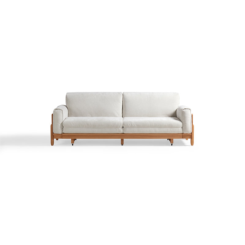 Lucille light grey chenille sofa bed on oak frame – view 16