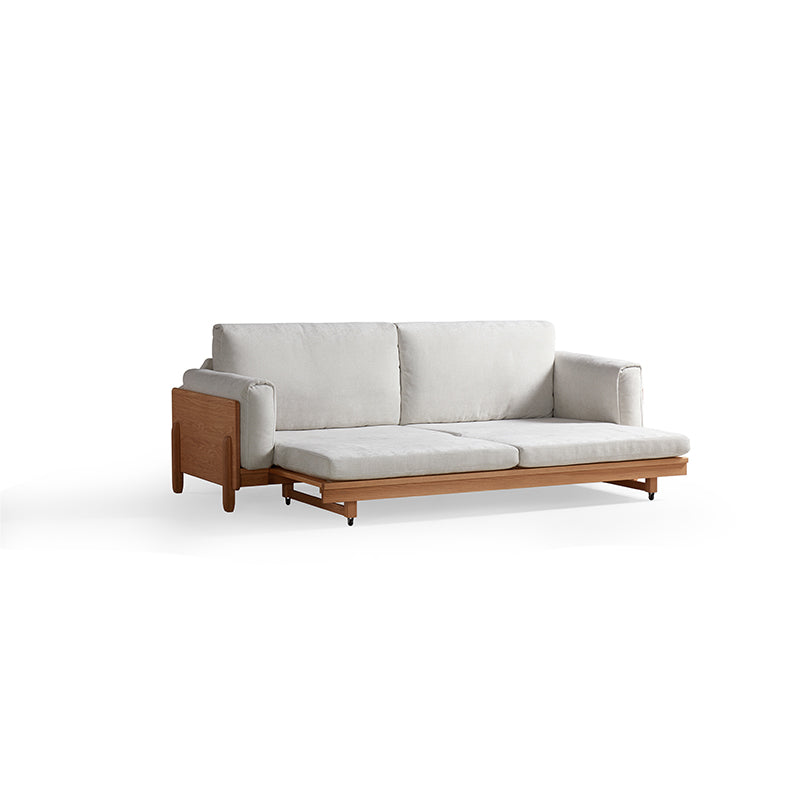 Lucille light grey chenille sofa bed on oak frame – view 17