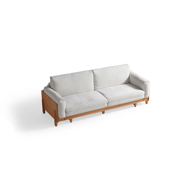 Lucille light grey chenille sofa bed on oak frame – view 18