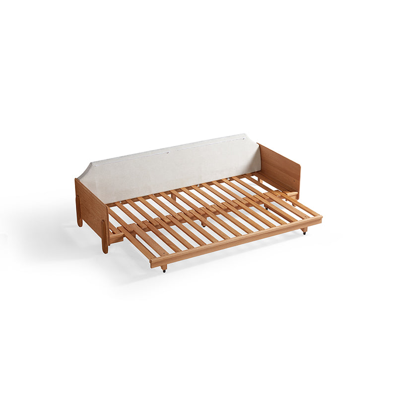 Lucille light grey chenille sofa bed on oak frame – view 20