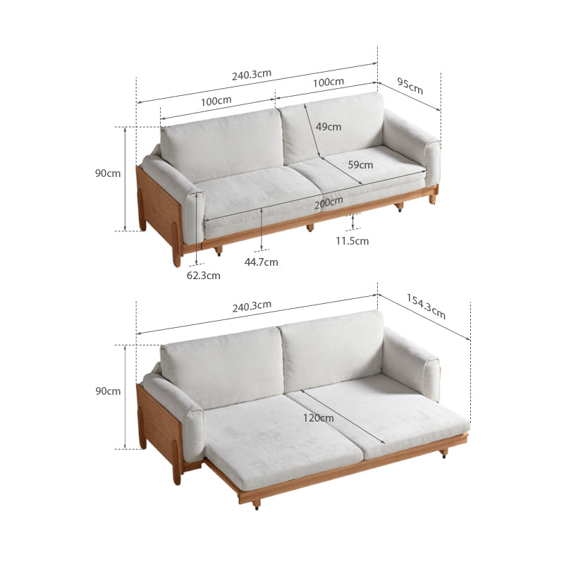 Lucille light grey chenille sofa bed on oak frame – view 26