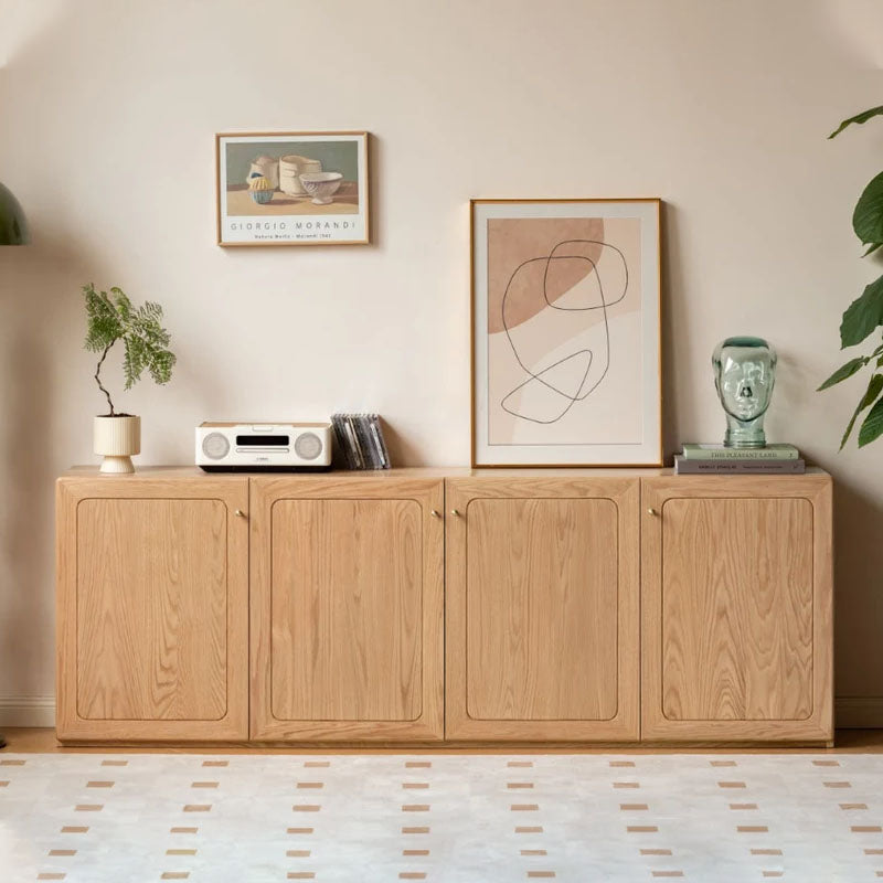 Mainn solid American oak 4-door TV unit in natural finish – view 2
