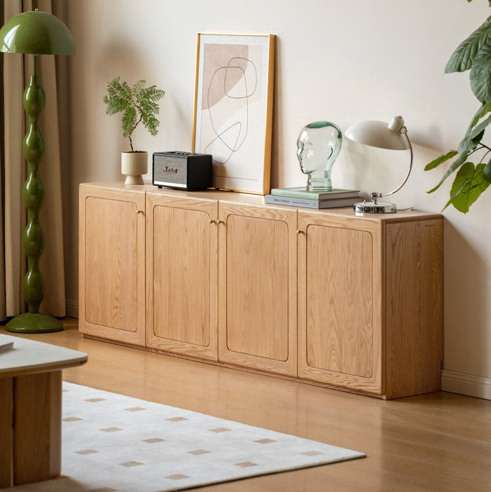 Mainn solid American oak 4-door TV unit in natural finish – view 4