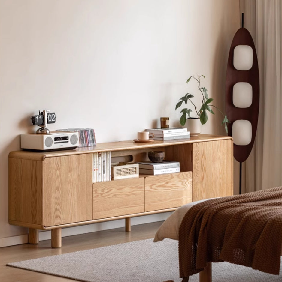 Mainn FAS-Graded Solid American Oak TV Unit, Tall H65cm – view 2