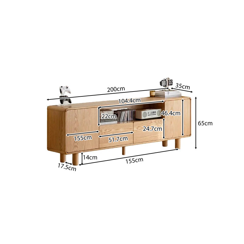 Mainn FAS-Graded Solid American Oak TV Unit, Tall H65cm – view 6