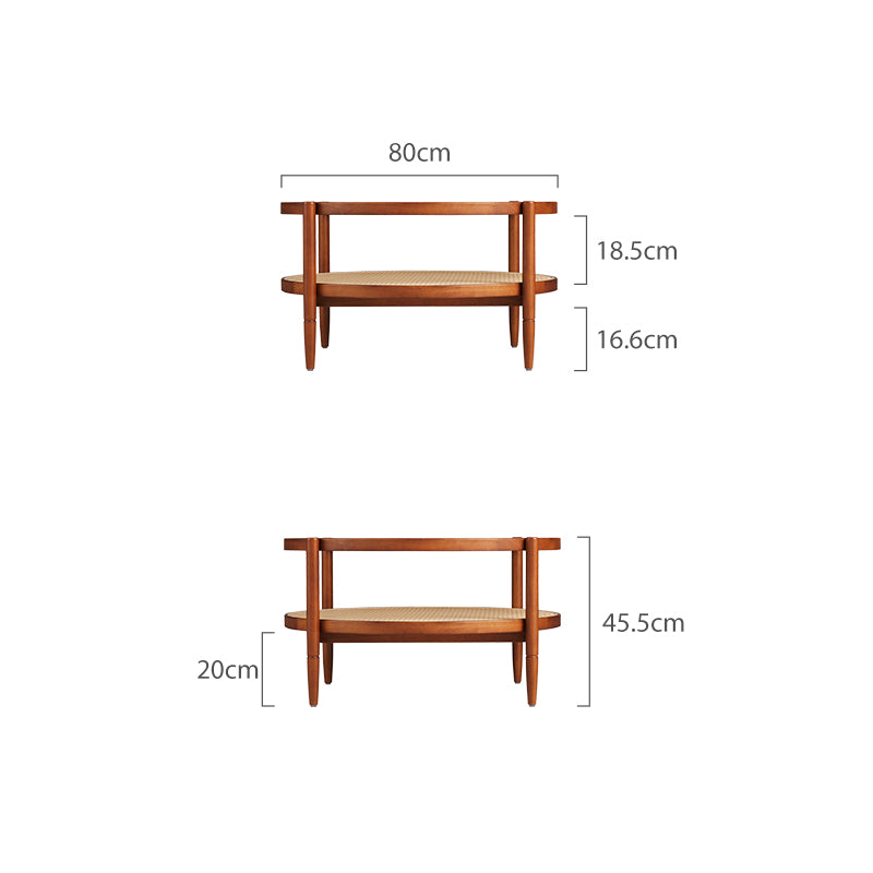Marcella round rubberwood and rattan coffee table with glass top – view 12