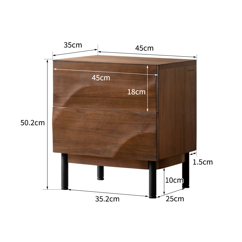 Maren Solid Black Walnut Bedside Table with Drawer 45cm – view 10