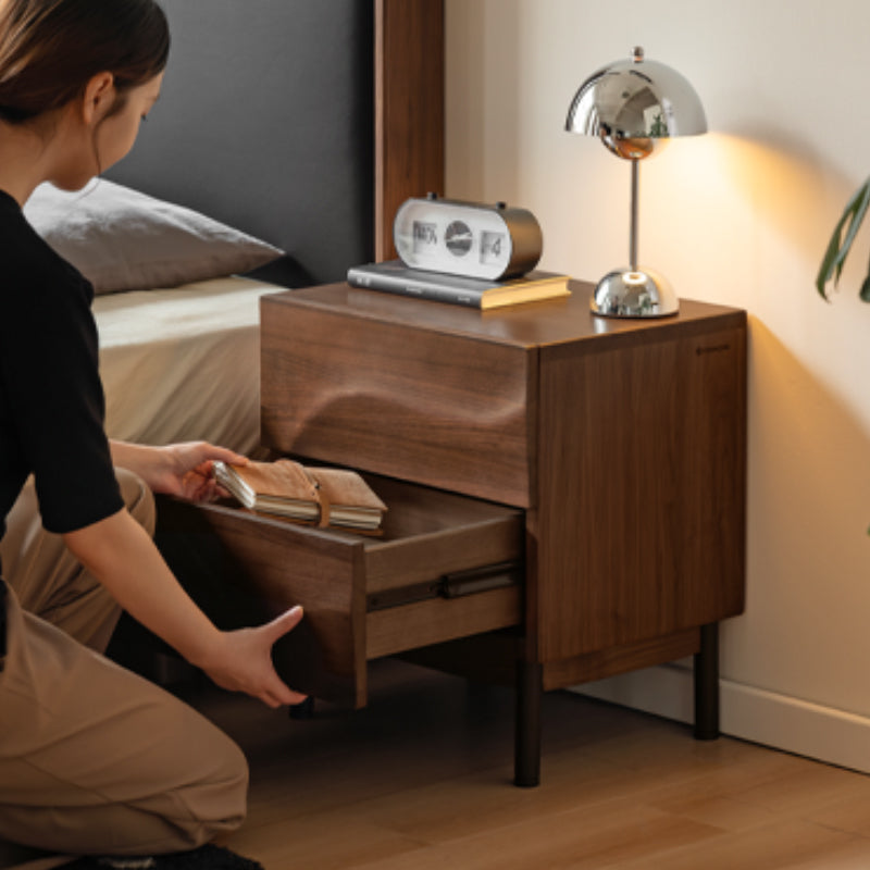 Maren Solid Black Walnut Bedside Table with Drawer 45cm – view 5
