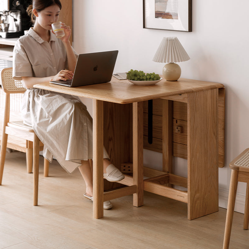 Mariah solid American oak extendable dining table in natural wood – view 7