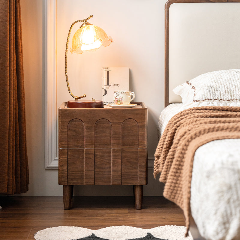 Marigold solid black walnut bedside table with drawer