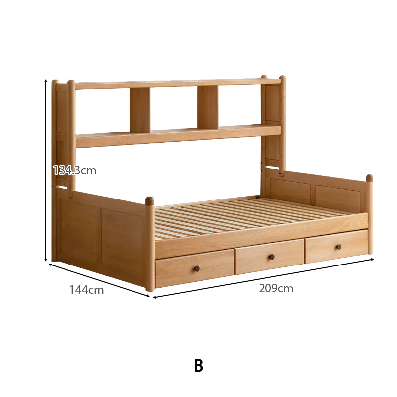 Marius Pinewood and Solid Beech Kids Bed with Built-In Shelves 135cm – view 10
