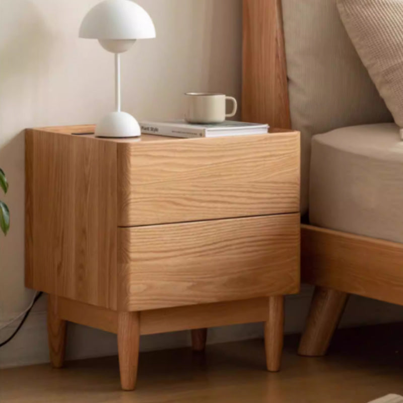 Maverick solid American oak bedside table in natural wood