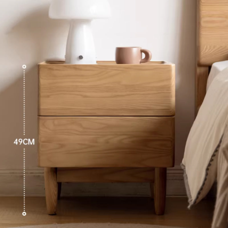 Maverick solid American oak bedside table in natural wood – view 3