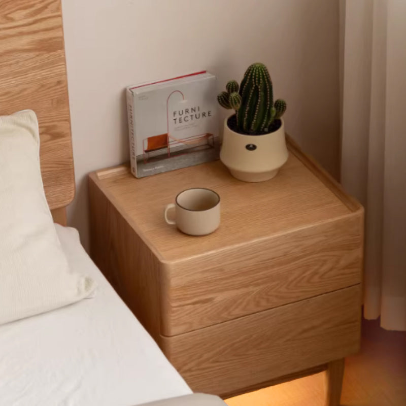Maverick solid American oak bedside table in natural wood – view 5