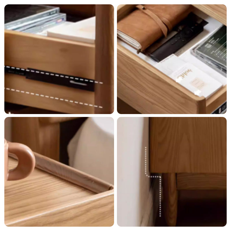 Maverick solid American oak bedside table in natural wood – view 6