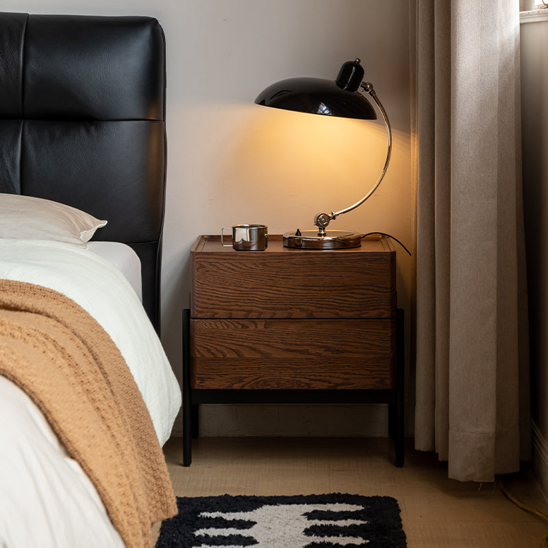 Maxine solid American oak bedside table in walnut colour