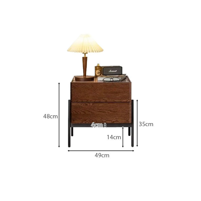 Maxine solid American oak bedside table in walnut colour – view 12