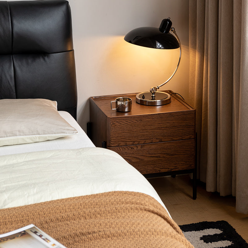 Maxine solid American oak bedside table in walnut colour – view 3