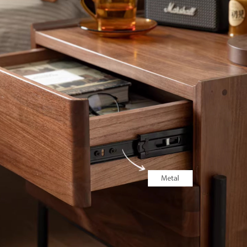Maxine solid American oak bedside table in walnut colour – view 9