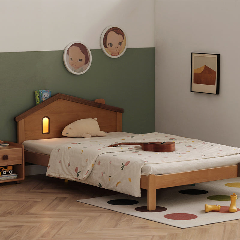 Megan solid beech kids bed with mattress and night light – view 3