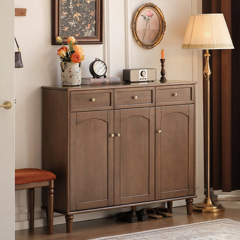 Leila Merpauh and Pinewood Shoe Cabinet with Drawers 120cm