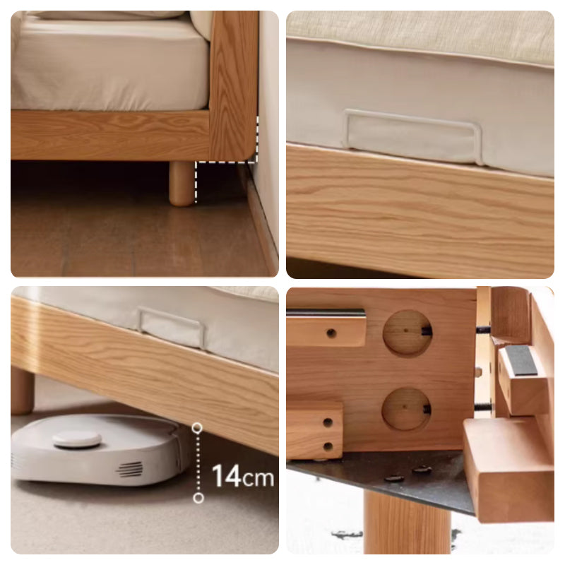 Mira solid American oak queen and king bed frame – view 10