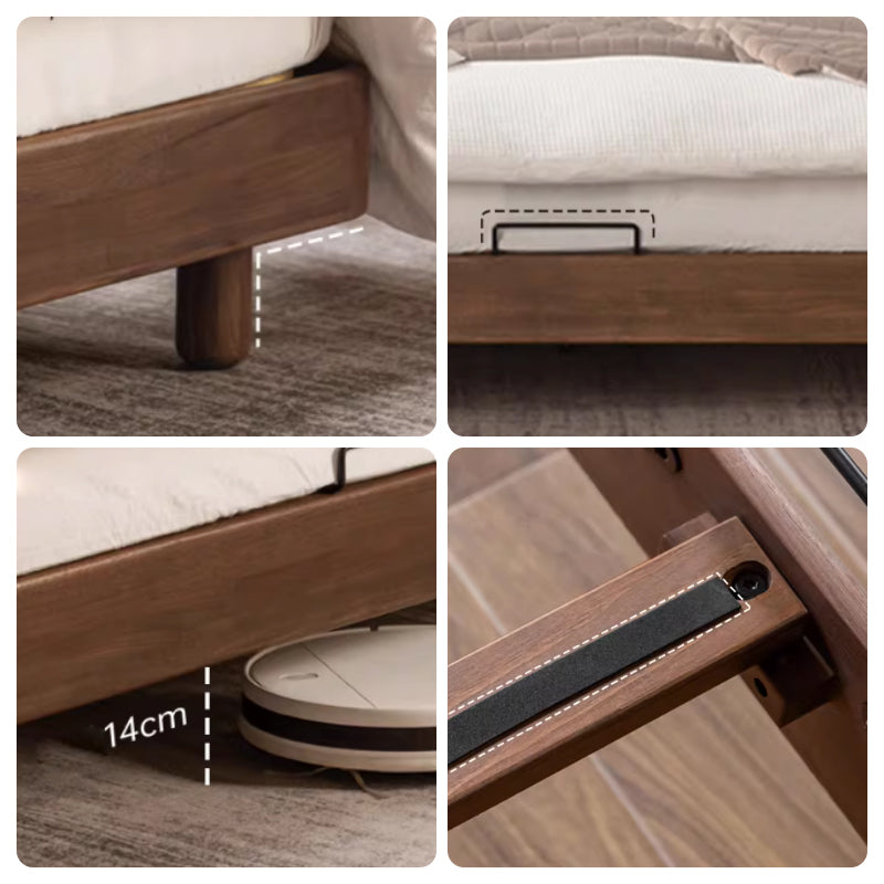 Mira solid black walnut queen and king bed frame – view 6