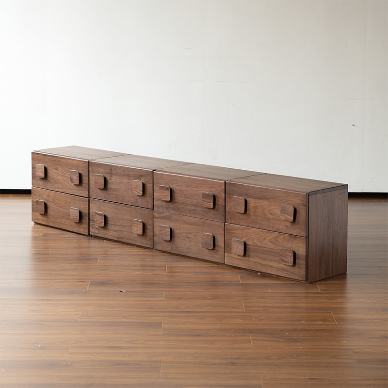 Lucretia solid oak modular storage cabinet in walnut finish – view 3